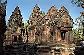 Banteay Srei temple - a 'mandapa' precedes the three towers of the central sanctuary 